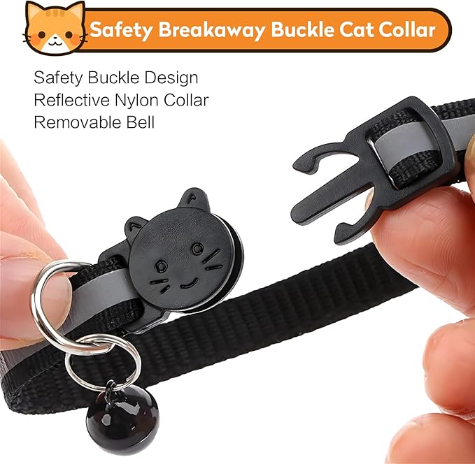 2 Pack Airtag Cat Collar with Bell, Reflective Nylon Kitten Collar with Apple Air Tag Holder and Breakaway Safety Buckle for Puppy Girl Boy Cats, 3/8" in Width and Lightweight, Pink
