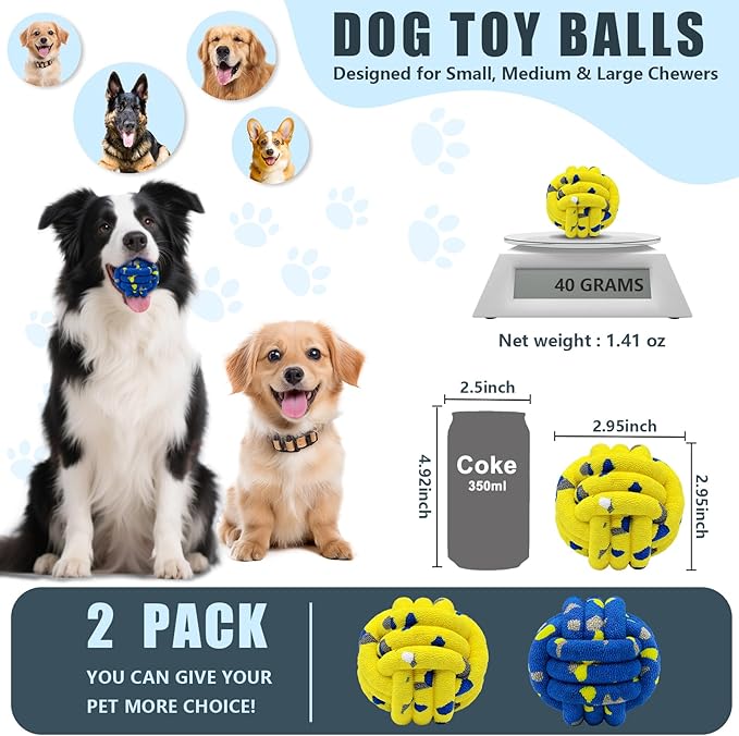 Magicorange Dog Balls Tennis Ball Toys Dog Toy for Aggressive Chewers Indestructible Teething Chew Toys Water Toy Fetch Ball for Dogs (2 Pack)