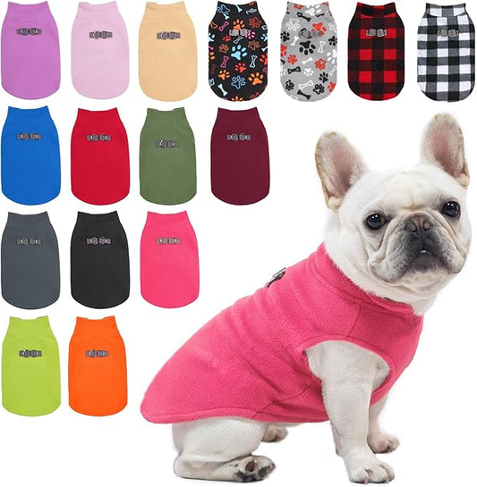 BEAUTYZOO Dog Fleece Vest Sweater Winter Jacket for Small and Medium Dogs with D-Ring Leash Cold Weather Coat Hoodie for XS S M Dogs Boy or Girls,Rose L