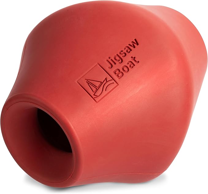 Stuffable Enrichment Dog Toy – Durable Natural Rubber Treat Dispenser for Large Dogs, Irregular Shape, Red, Bully Stick Compatible