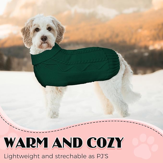 Dog Sweaters for Small Medium Large Dogs Girl, Soft Warm Turtleneck Pup Dogs Shirt, Double Knitting Collar for Outdoor Playing, Warm Dog Clothes