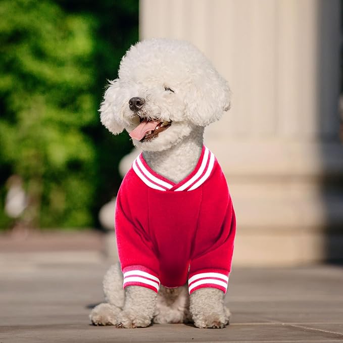 Dog Sweaters for Large Dogs, Brushed Fleece Dog Sweater Baseball Jacket Large Pet Sweater Clothes Soft Warm Boy Girl Pet(Red-L)