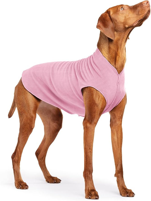Goldpaw Stretchy Fleece Jacket for Small Dogs - Super Soft, Warm Dog Sweater - Pet Sweater Vest for Fall and Winter - Canine Clothes Made in The USA - Machine Washable - Rose - Size 18