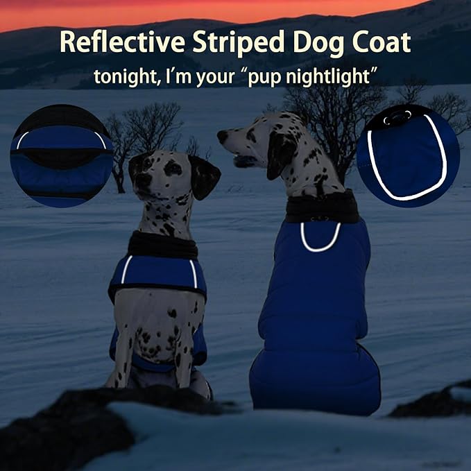MIGOHI Lightweight Dog Coat, Windproof Dog Jacket, Puffer Jacket for Large Dogs, Padded Vest with Reflective Strips, Warm Snow Vest in Cold Weather, Easy On Hook & Loop Belly, Blue, XL