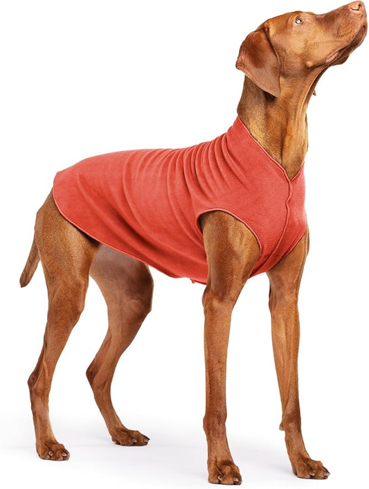 Goldpaw Stretchy Fleece Jacket for Small Dogs - Super Soft, Warm Dog Sweater - Pet Sweater Vest for Fall and Winter - Canine Clothes Made in The USA - Machine Washable - Paprika - Size 18