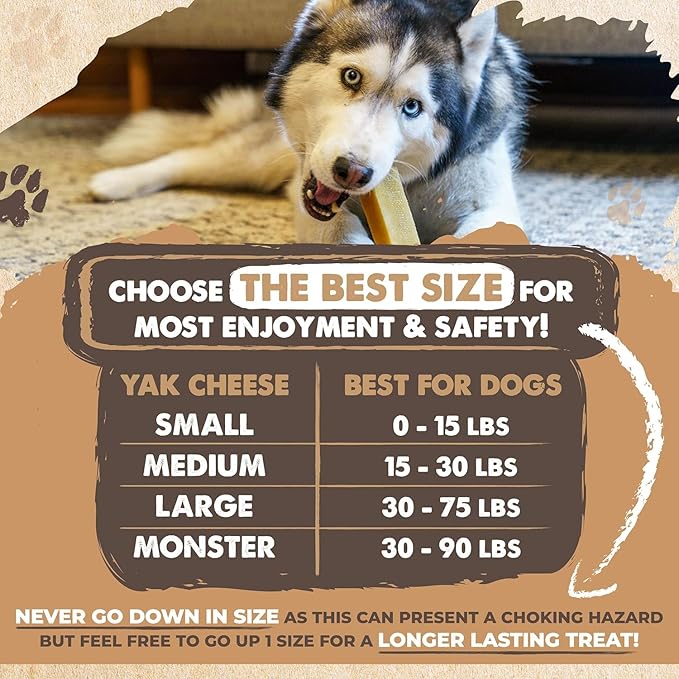 Mighty Paw Yak Cheese Chews for Dogs | All-Natural Long Lasting Pet Treats. Odorless and Great for Oral Health. Limited-Ingredient Chews for Puppies & Power-Chewers (Large, 8 Pack)