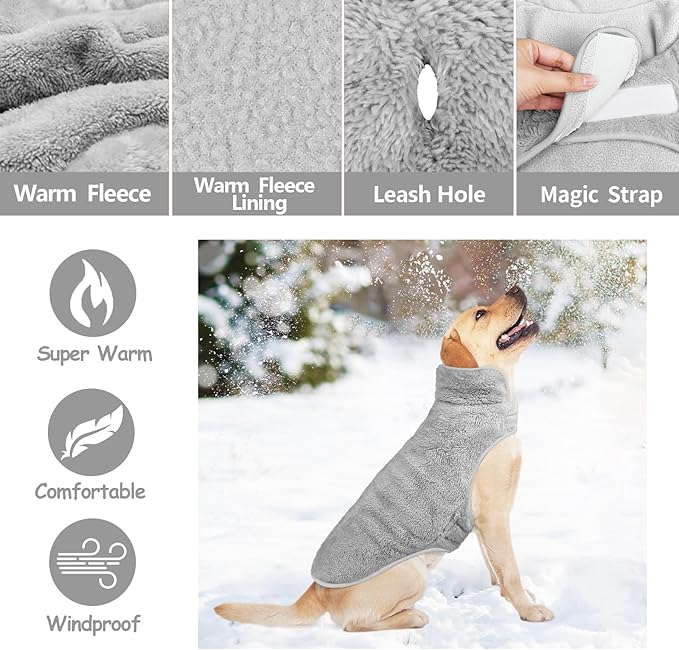 Malier Dog Winter Coat, Reversible Fleece Dog Cold Weather Coats, Windproof Warm Snow Puppy Jacket Vest Pet Clothes for Small Medium Large Dogs (Gray, X-Large)
