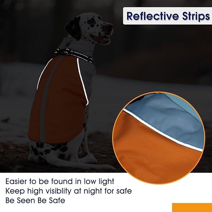 Dog Coat for Large Dogs,XXXL Waterproof Dog Jacket with Collar Built in,Reflective Winter Jacket with Fleece Lined Warm Cold Weather Coats for Extra Large Dogs,Pet Snow Jacket Suit,Orange,3XL