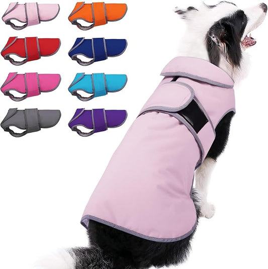 MIGOHI Reflective Dog Coat, Waterproof Winter Jacket, Fleece Lined, Small, Pink