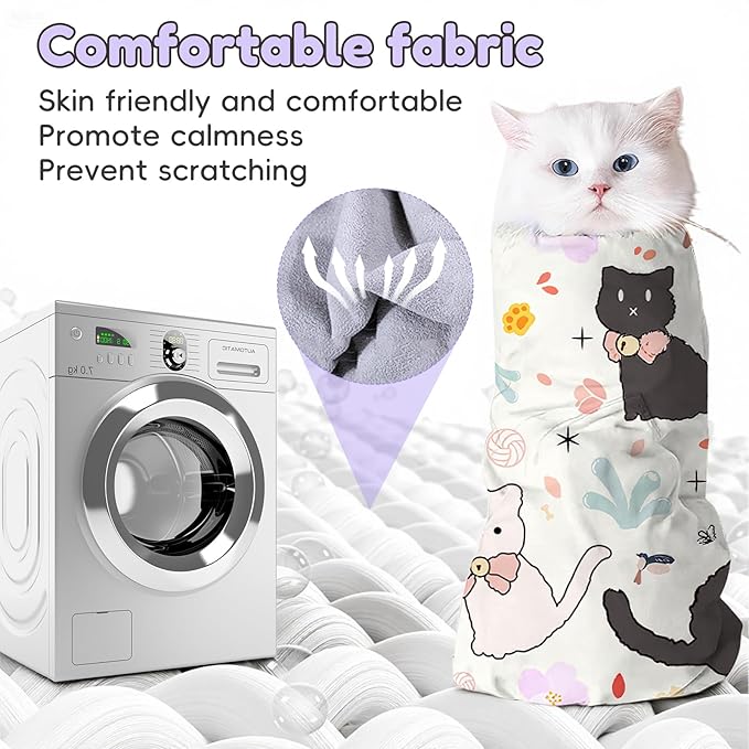 27.6"Cat Grooming Wrap (for nail trimming and veterinary care) - Large-Scale Anti-Escape Cat Containment Device- Multifunctional pet grooming essential, (C1 Suitable for 15 lbs)
