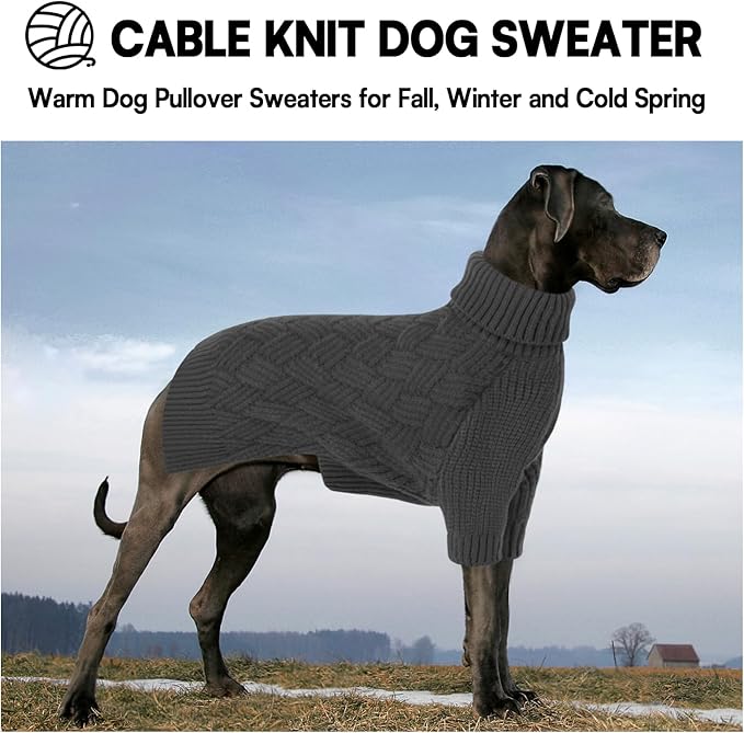 KOESON Small Dog Sweater Female and Male, Cable Knit Dog Sweaters with Sleeves, Easy On Halloween Sweaters for Dachshund, Chihuahua, Pug, Yorkie, Warm Winter and Fall Apparel for Small Dogs, Grey, S