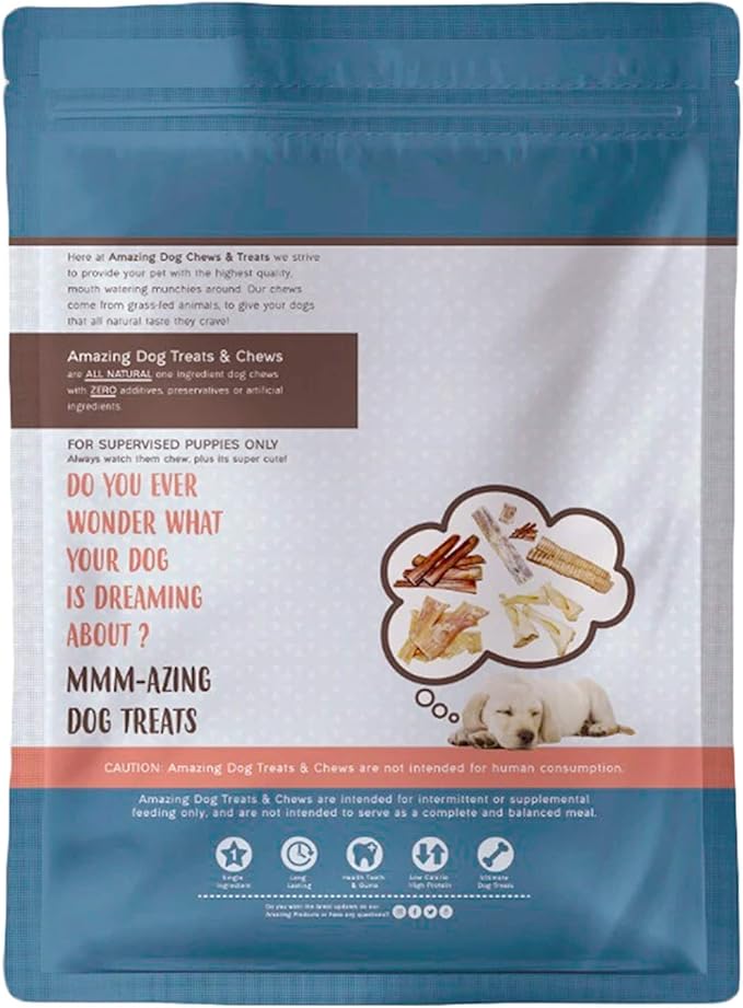 Amazing Dog Treats - Beef Cheek Strips Premium Dog Chew (6 Inch - 25 Pack) - NO Odor - Thick Cut - Rawhide Alternative - Beef Cheek Slice Chip Sticks - No Dyes, Chemicals, or Preservatives