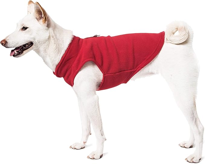 Gooby Fleece Vest Dog Sweater - Pumpkin, Large - Warm Pullover Fleece Dog Jacket with O-Ring Leash for Small to Medium Dogs