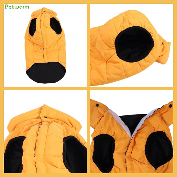 PetWarm Reversible Dog Cold Weather Coats, Waterproof Dog Puffer Vest, Vest for Dogs with Hook-and-Loop Strap, Windproof Outdoor Coat for Winter Walks and Snowy Days, Orange, L