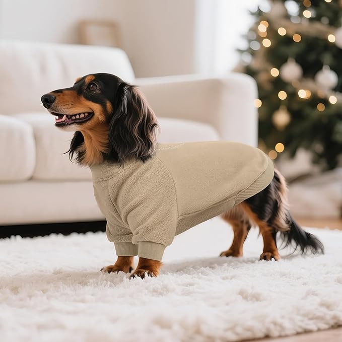 BRKURLEG Dog Sweater, Turtleneck Thick Dogs Sweatshirts Fleece Sweater, Dog Winter Coat for Small Medium Large Dogs, Pet Warm Sweaters with Zipper, Pullover Jacket with Sleeve (Light Coffee, S)