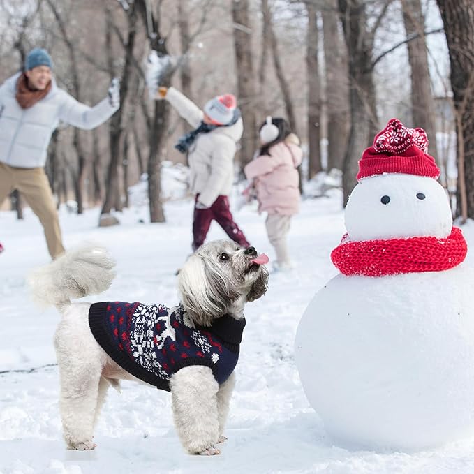 SCENEREAL Dog Girls Boys Sweater, Turtleneck Pullover Winter Puppy Clothes - Christmas Outfit, Knitwear for Dachshund, Yorkie, Chihuahua SM
