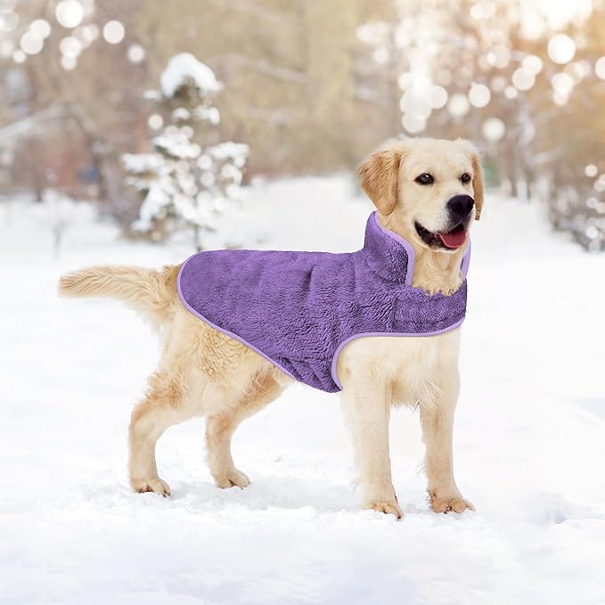 Malier Dog Winter Coat, Reversible Fleece Dog Cold Weather Coats, Windproof Warm Snow Puppy Jacket Vest Pet Clothes for Small Medium Large Dogs (Purple, Large)
