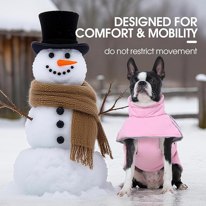FUAMEY Dog Cold Weather Coats,Dog Winter Jackets for Large Dogs Warm Dogs Coat with Reflective Strips Waterproof Pet Snowsuit Thick Paded Pets Vest for Weimar German Shepherd Pink 3XL