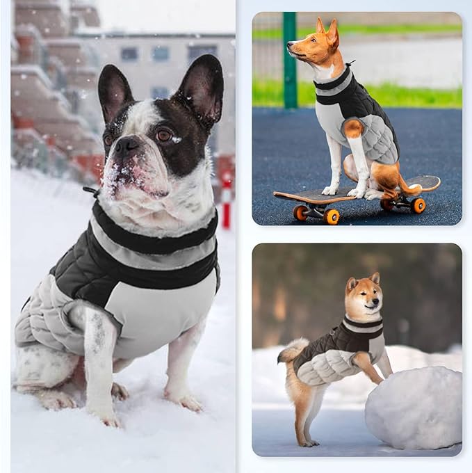 Dog Winter Jacket Cozy Reflective Waterproof Windproof Warm Pet Garment,Comfortable Cold Weather Fleece Apparel Outfits with Zipper Closure for Small Medium Large Dogs Puppy Walking,XXX-Large