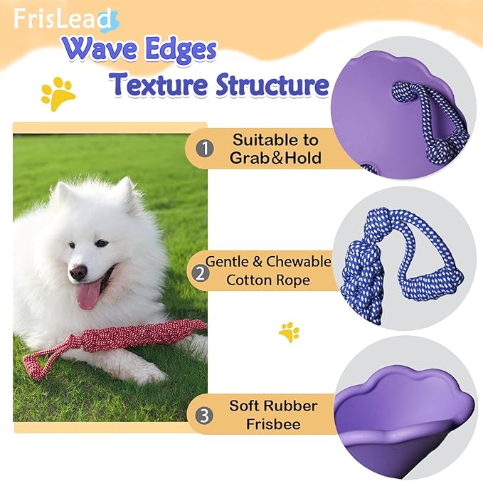 2-in-1 Dog Tug of War Rope and Frisbee, Dog Toy,Tough Rope Toy, Flying Disc, Tug Toy for Outdoor and Indoor Play (Velvet Grey)