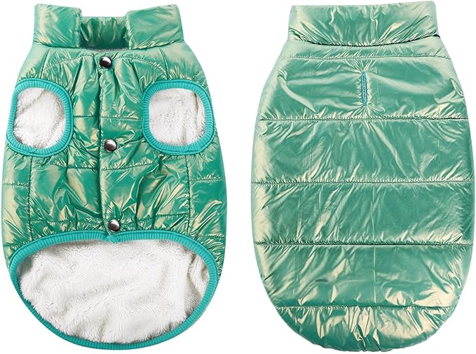 ASENKU Dog Winter Coat - Waterproof Windproof Dog Jacket, Warm Snowproof Doggie Puffer Vest for Cold Weather, Lightweight Snow Coats for Small Medium Large Dogs (Mint Green, 2XL)