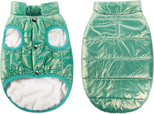 ASENKU Dog Winter Coat - Waterproof Windproof Dog Jacket, Warm Snowproof Doggie Puffer Vest for Cold Weather, Lightweight Snow Coats for Small Medium Large Dogs (Mint Green, L)