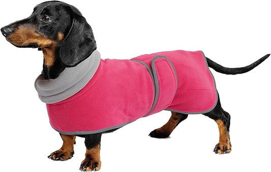 Geyecete Dachshund Sweaters for Dogs Dog Jacket,Dachshund Coat Perfect Dog Winter Coat with Padded Fleece Lining and high Collar,Dog Snowsuit with Adjustable Bands Sizes-Pink-XS