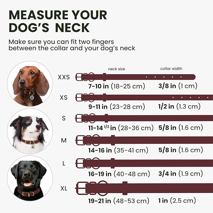 BronzeDog Rolled Leather Dog Collar with QR ID Tag, Adjustable Soft Round Collars for Small Medium Large Dogs Puppy (16" - 19" Neck Size, Burgundy)