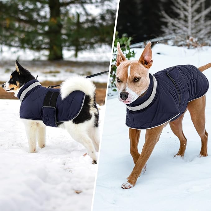 Dog Winter Coat Warm Padded Puppy Jacket Windproof Water Resistant Clothes for Small Medium Large Pets Christmas Sweater Outfit Vest(DarkBlue, 3XL)