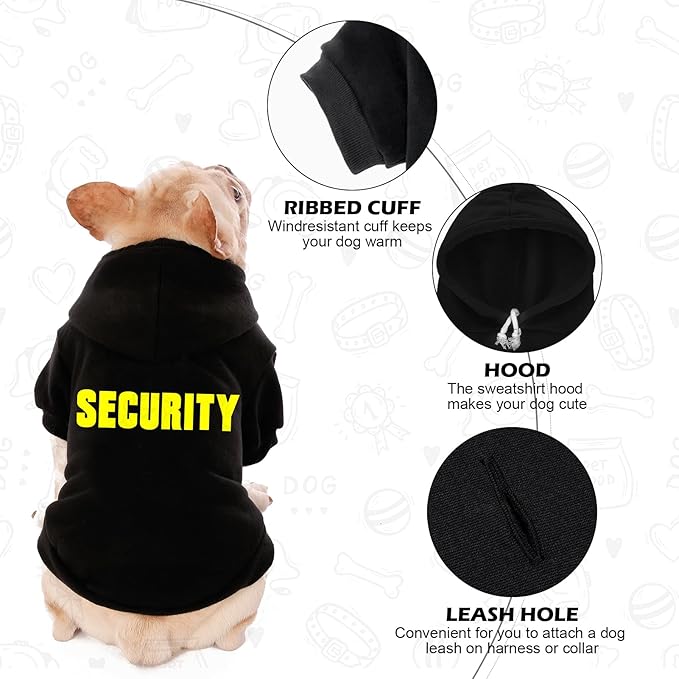 EXPAWLORER Security Dog Hoodie Puppy Sweater - Dog Sweatshirt Soft Fleece Lined Pet Clothes, Cold Weather Hooded Jacket Coat Keep Warm for Small Medium Large Dogs Cat, X-Small