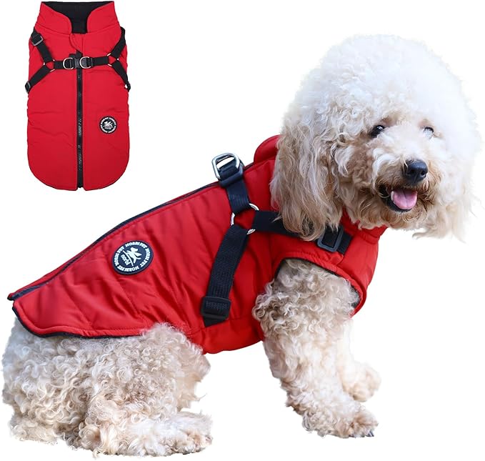 Norbi Dog Coat - Winter Jacket with Built-in Harness, Adjustable Warm Coats for Small, Medium & Large Dogs, Perfect for Cold Weather