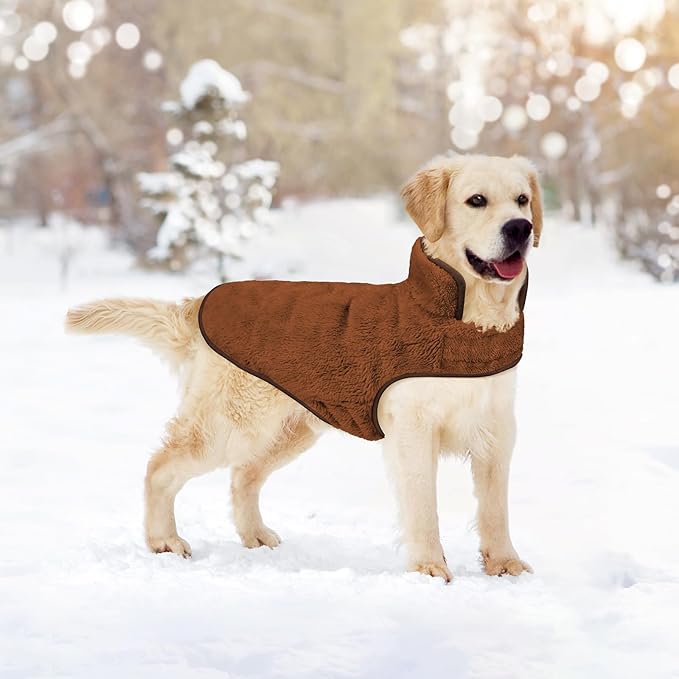 Malier Dog Winter Coat, Reversible Fleece Dog Cold Weather Coats, Windproof Warm Snow Puppy Jacket Vest Pet Clothes for Small Medium Large Dogs (Brown, X-Large)