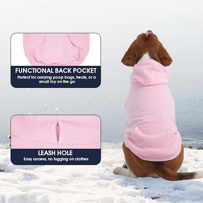 IECOii Dog Hoodie,Polar Fleece Dog Sweatshirt Fall Dogs Sweater with Hood,Warm Sweaters for Medium Dogs Boy Girl,Sleeveless Pet Hoodie Medium Size Winter Clothes for Pug,Jack Russell,Pink,M