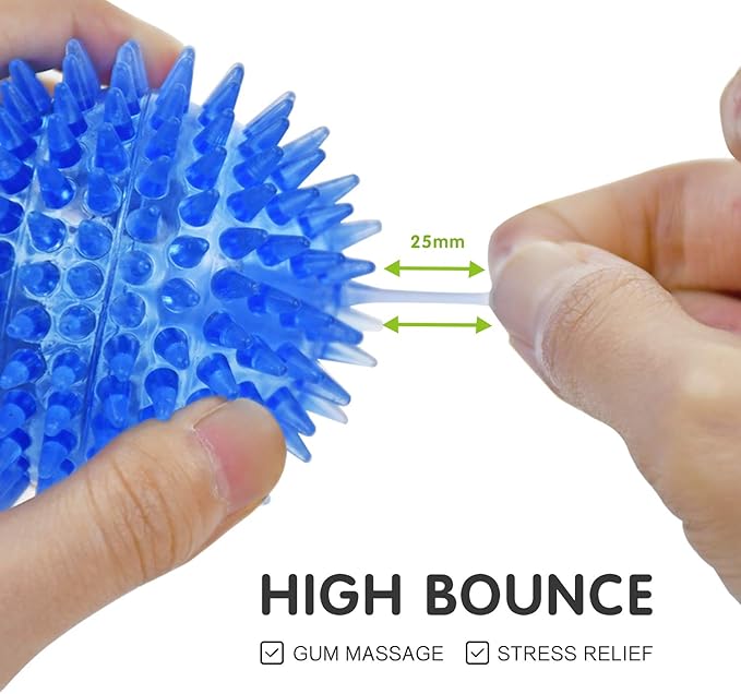 SHARLOVY Squeaky Balls for Pet Small Puppy, TPR Fetch Spike Balls for Dogs, Rubber 6 Pack Bright Colors Chew Teething Dog Toys
