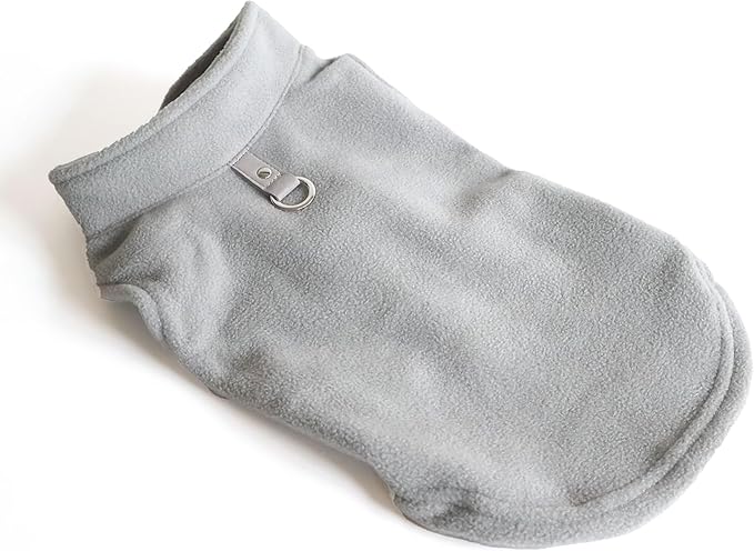 JACKO & CO - Fleece Vest Dog Sweater with Leash Ring - Soft, Warm & Lightweight Pullover Coat for Small & Medium Dogs, Puppies & Cats - Cozy Fall/Winter/Spring Pet Jacket (Grey, Medium 6-10lbs)