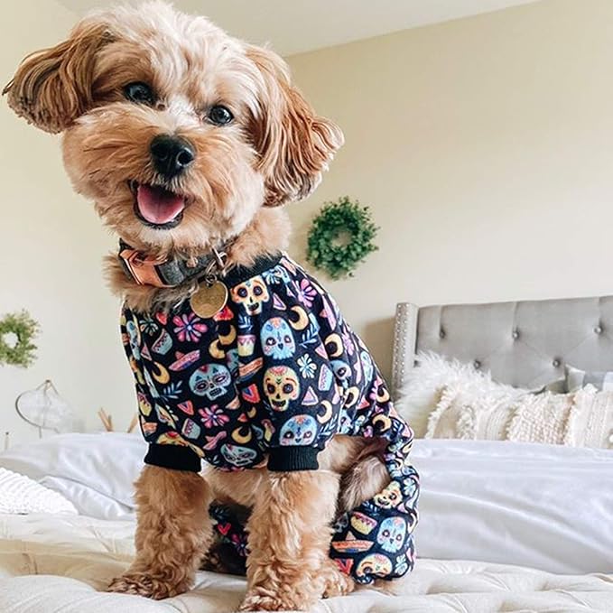 CuteBone Small Dogs Outfit Soft Puppy Onesies Pjs Halloween Dog Pajamas Pet Coat Cat Apparel Comfy Doggie Jumpsuit Bodysuit for All Seasons P73M