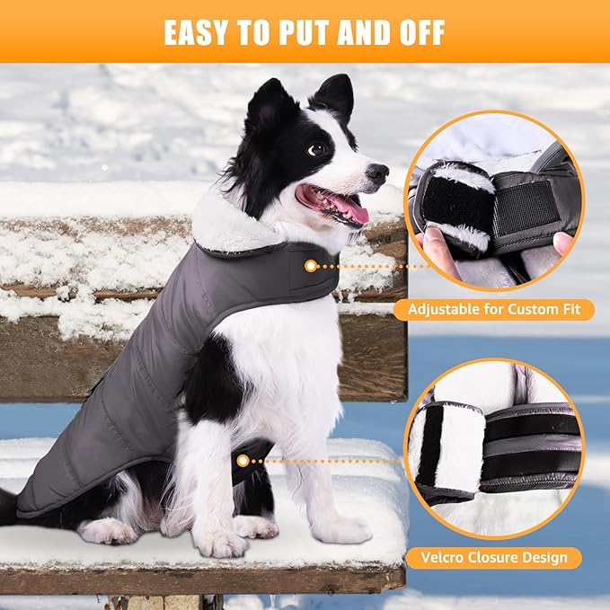 iBuddy Dog Winter Coats with Fleece Vest,Waterproof Warm Dog Snow Jacket Windproof, Reflective Adjustable Pet Dogs Cold Winter Coat for Large Dogs Girl Boy