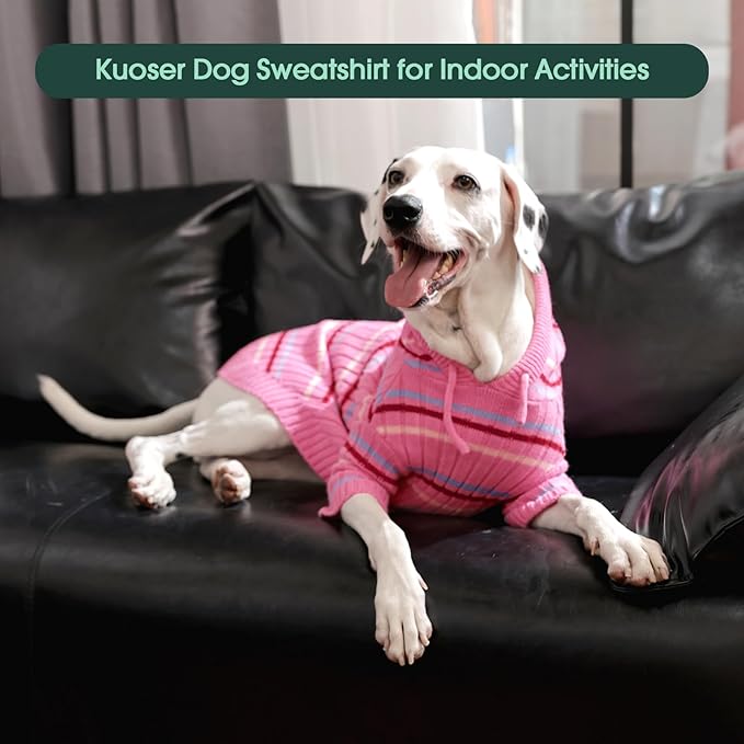 Kuoser Dog Sweater, Dog Sweaters for Small Dogs Girl Boy, Soft Puppy Pullover Sweater for Christmas Thanksgiving, Dogs Cable Knitted Sweatshirt Thermal Pet Winter Clothes for Cold Weather, Pink XS