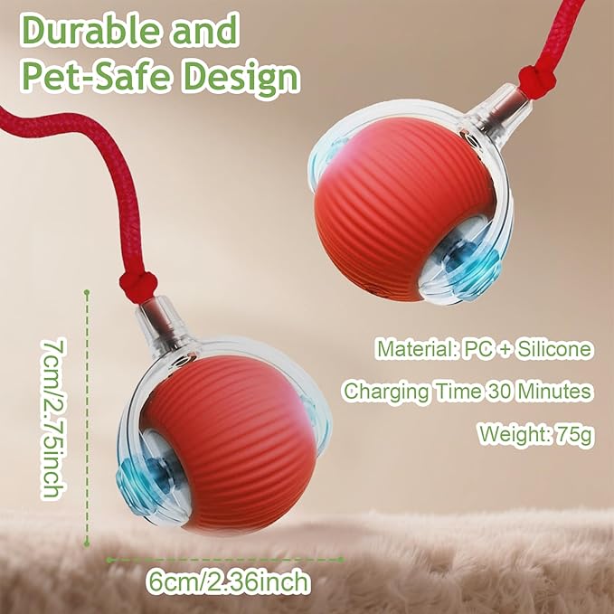 Interactive Cat Toys Balls for Indoor Cats, 2025 New Motion Activated Cat Balls with 360° Smart Automatic Rolling Moving for Bored Kitten Pet Cats Dogs (Green)