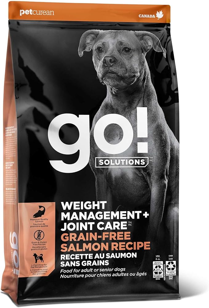 Go! Solutions Weight Management + Joint Care, Grain-Free Dry Dog Food, Salmon Adult and Senior Recipe, 12 lb Bag