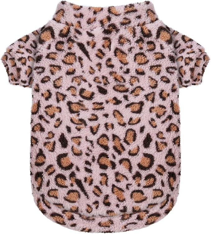GreenJoy Leopard Print Dog Sweater – Stretchy Fleece Dog Turtleneck Sweatshirt for Puppies & Cats, Soft & Warm Pet Winter Clothes for Small, Medium & Large Dogs (Pink, Medium)