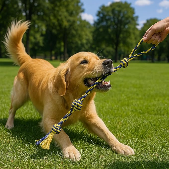 Dog Rope Toys Heavy Chew Toys for Medium & Large Breed Dogs – Durable Rope Toy Set for Teething, Chewing, and Interactive Play(Set of 3 Toys)