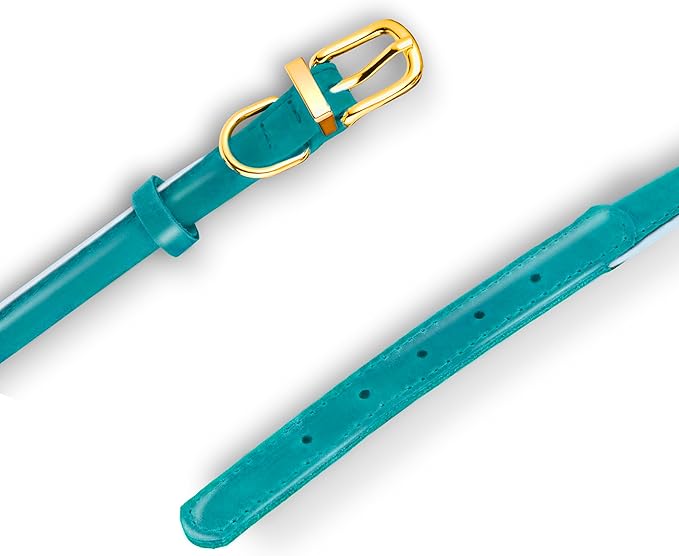 OOPSDOGGY Reflective Rolled Leather Dog Collar Adjustable Soft Padded Pet Collar for Small Medium Large Breed Dogs (Teal, XXL, 20"-24")