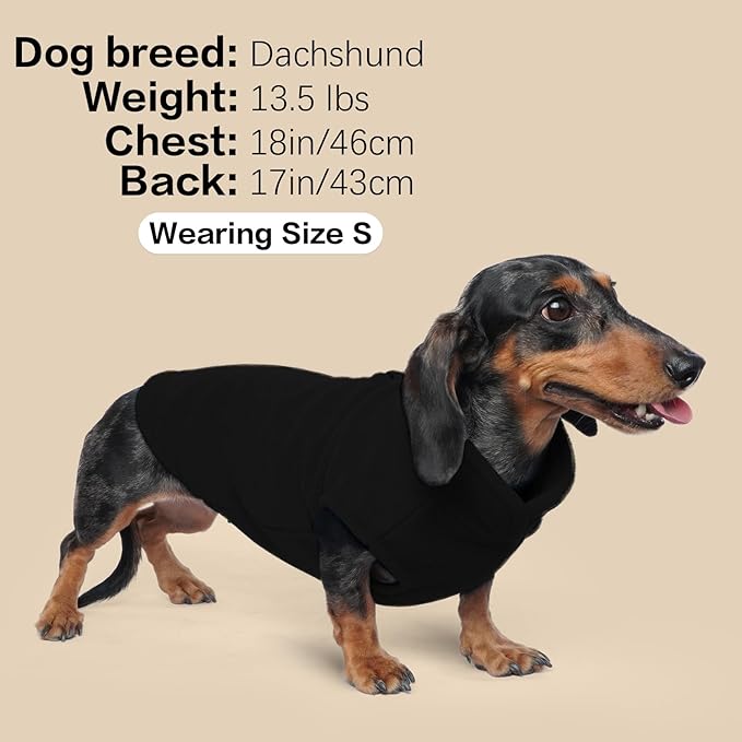 FUAMEY Dog Fleece Vest for Small Dogs,Warm Stretchy Dog Sweatshirts Pullover with Leash Hole Dogs Sweater Soft Pet Turtleneck Cozy Pet Vest Lightweight Sleeveless Black S