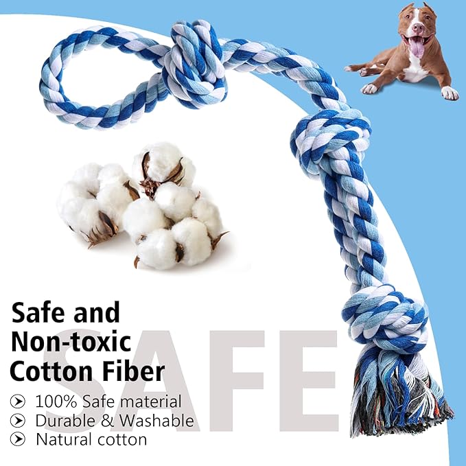 Dog Rope Toys, Indestructible Dog Toy, Dog Chew Toys for Aggressive Chewers, Tough Puppy Teething Chew Toys for Boredom, Dental Cleaning Tug of War Dog Toy, Great for Small to Large Breed
