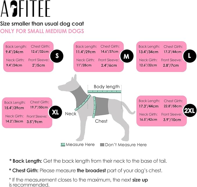 AOFITEE Dog Coat, Waterproof Dog Jacket for Winter, Warm Fullbody Dogs Snowsuit, Winter Coat for Small Dogs, Zip Up Pet Puffer Jacket Fleece Vest, Outdoor Reflective Cold Weather Pet Coats, S