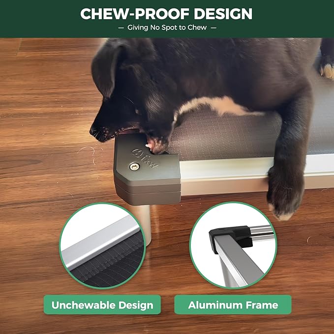 FXW TitanNest Chew-Proof Elevated Dog Bed, Raised Cot for Indoor/Outdoor/Camping Use, Durable & Washable Padded Pet Bed for Small Dogs, 36.0" L x 24.0" W x 4.5" H, Gray