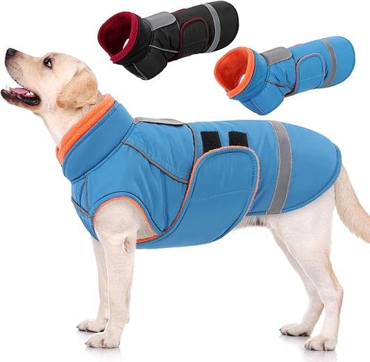 SUNFURA Large Dog Coat, Dog Jacket for Winter, Warm Pet Winter Coat for Cold Weather, Thick Fleece Jacket for Large Dogs, Pug, French Bulldog, Pitbull, Turquoise X-Large