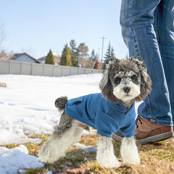 SCENEREAL Dog Hoodie Sweaters for Small Medium Large Size Dogs, Fleece Dog Sweatshirt with Hat and Pocket,Soft Cold Winter All Weather Dog Clothes for S to XL Sized Dogs, Blue S