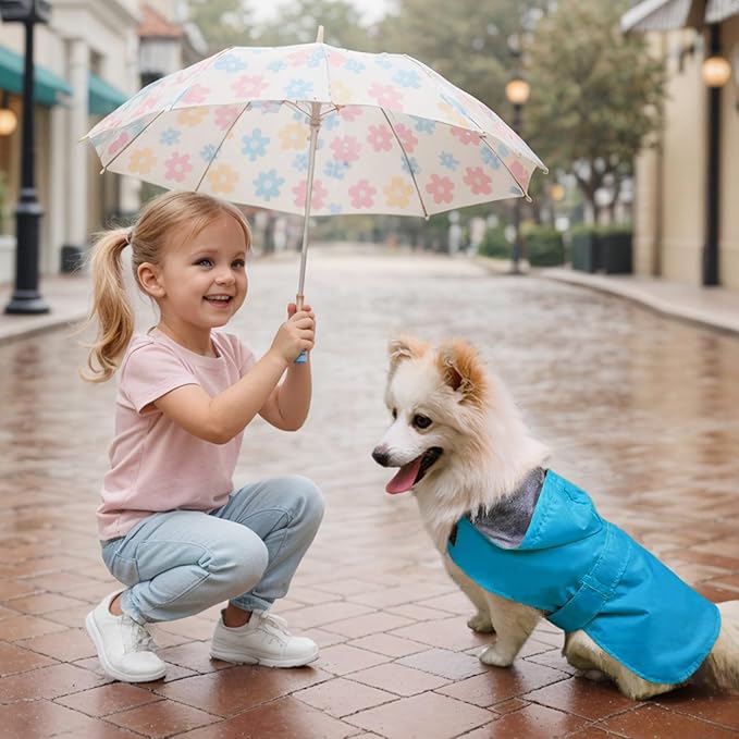 Dog Raincoat Small Dog Rain Jacket Poncho Waterproof Pet Rain Suit for Puppy Small Dogs Cats Double Layer Breathable Lining Hooded Leash Hole Adjustable,Blue,XS
